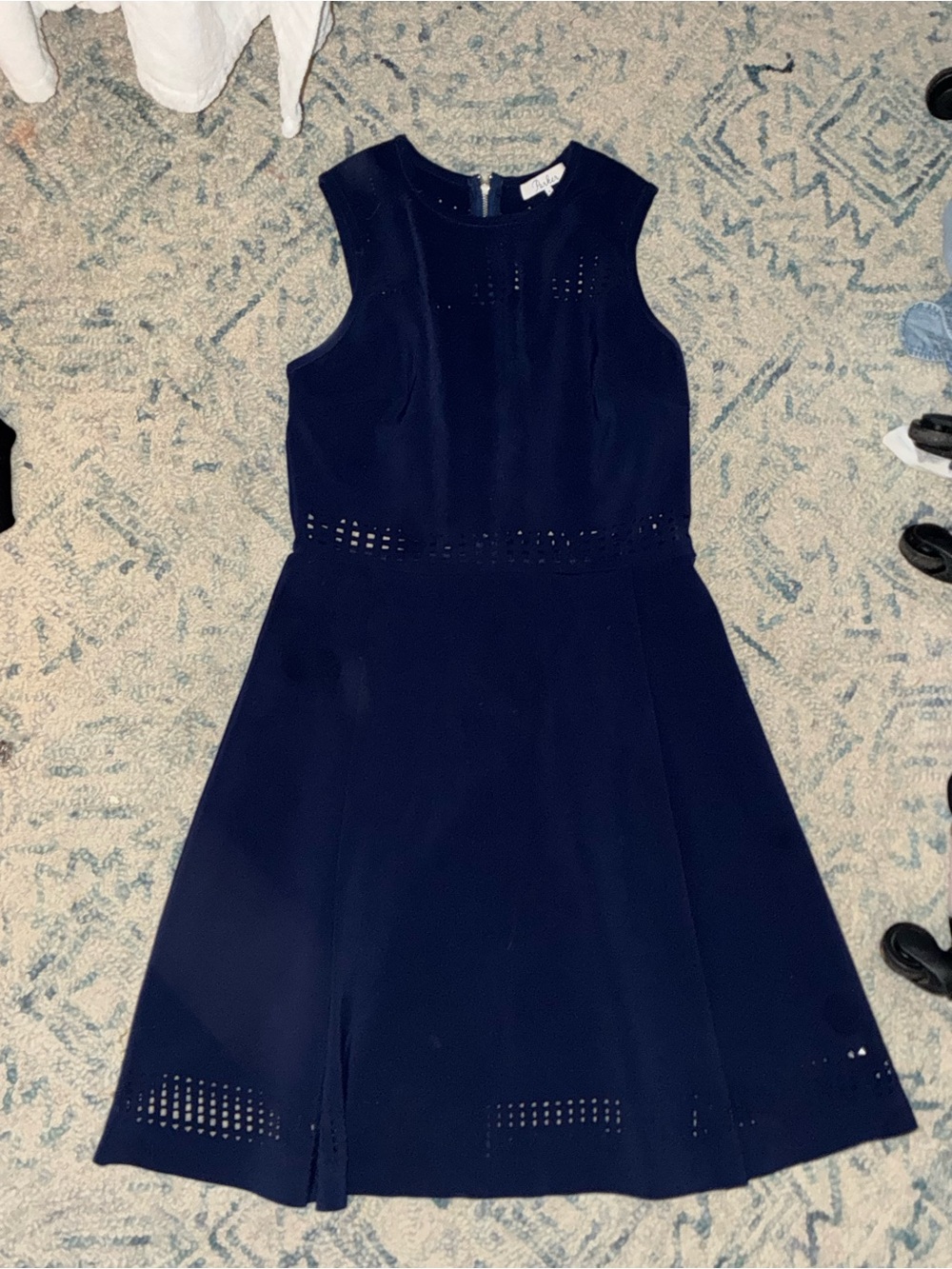 Parker Navy Sleeveless Fit-and-Flare Dress